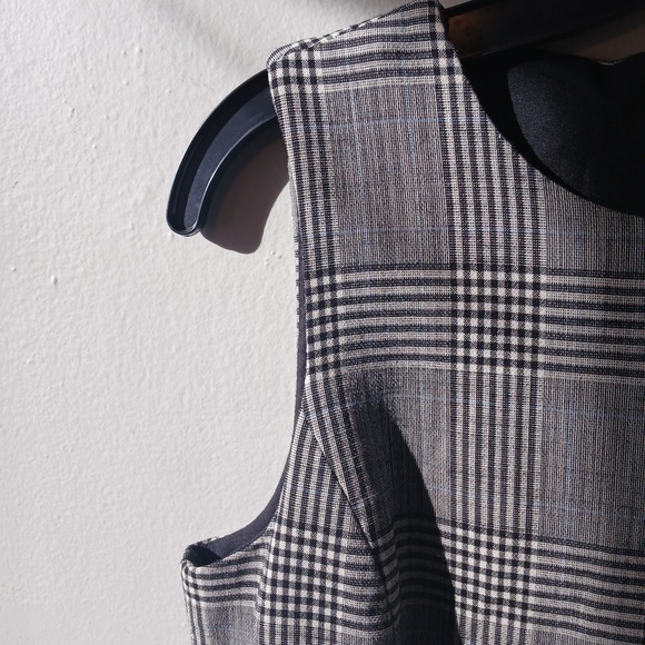 J.McLaughlin Women's Size 6 Sheath Dress Plaid Wool Blend Sleeveless Pockets Zip - Picture 6 of 15